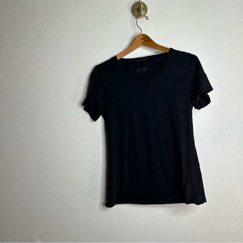 ATM 100% Cotton Black Scoop Neck Short Sleeve T - Shirt Top Size Medium - Picture 5 of 14